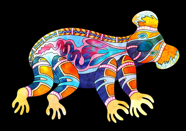 2D artwork inspiration for Koala Lantern by Aboriginal artist Nathan Peckham of YURANA CREATIVE
