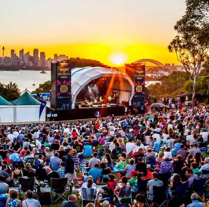 View of Twilight at Taronga stage with view across Sydney Harbour