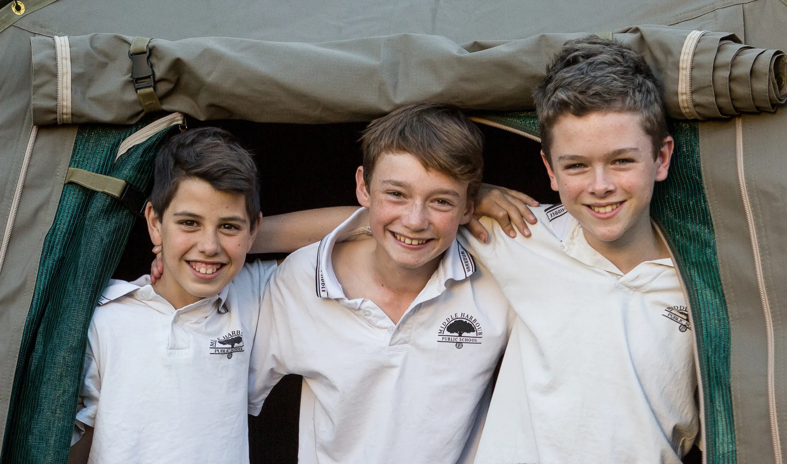 Students inside safari‑style tent accommodation during a Zoosnooz overnight education experience.