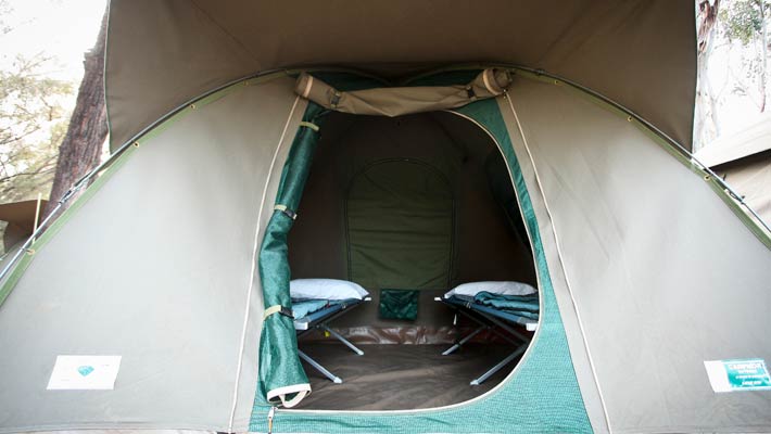 Tents can sleep up to two adults and one child