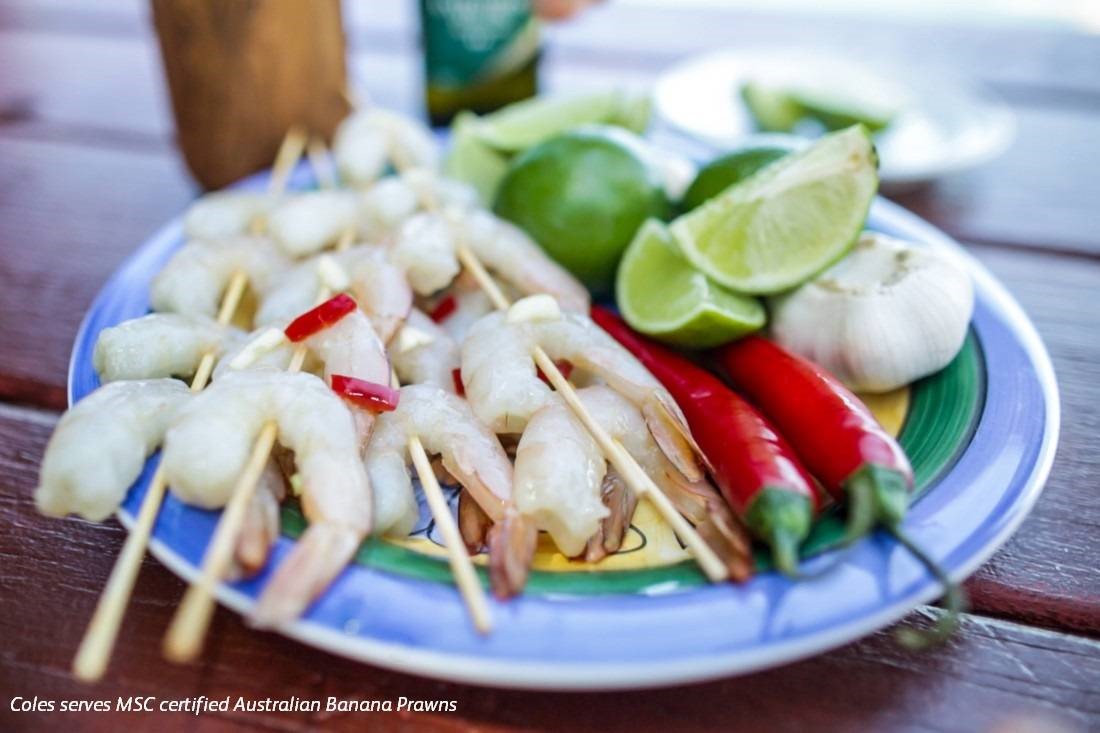 Banana prawns with chilli and lime