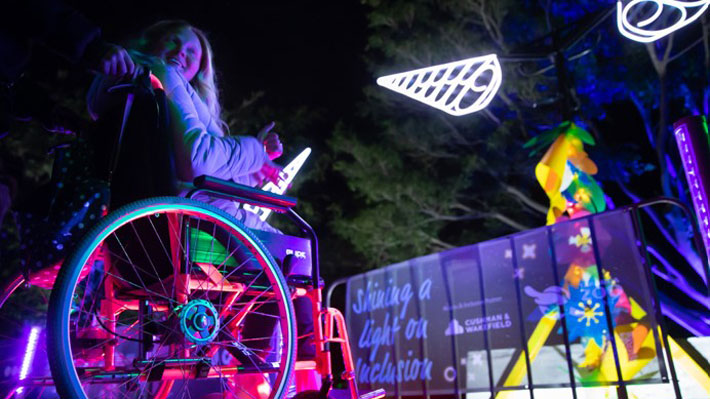 Guests enjoying the Cushman & Wakefield night of inclusion at Wild Lights at Taronga Zoo Sydney