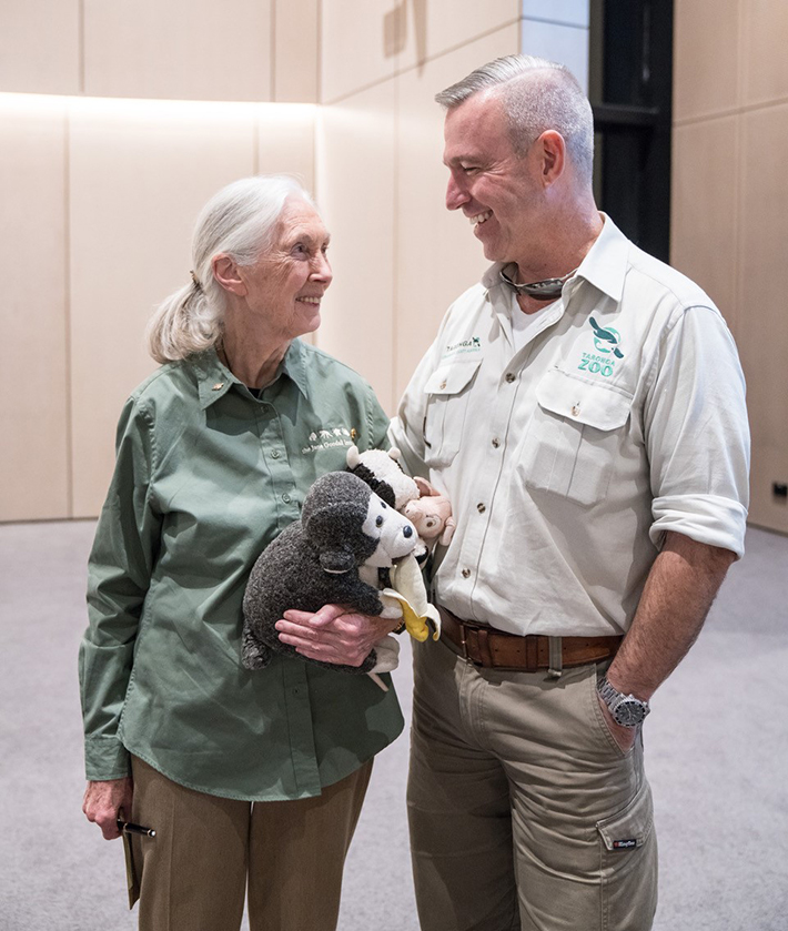 Old friends - Dr. Jane Goodall and Hayden Turner 