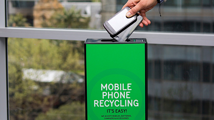 Mobile phone being recycled.