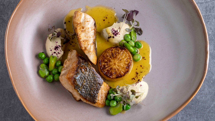Dinner at Me Gal - Pan Seared Sea Bass.