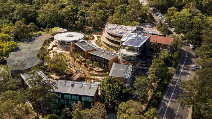 Aerial shot of the Wildlife Retreat at Taronga