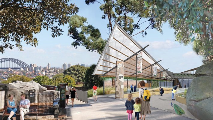 Render of the new Wildlife Hospital at Taronga Zoo Sydney.